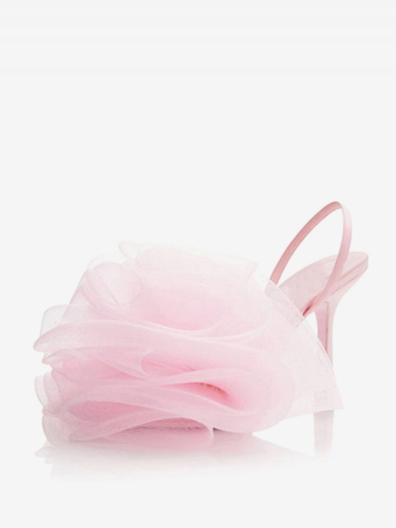 Naisten Korkeakorkoiset Sandaalit Peep Toe Mesh Flowers Yksityiskohtaiset Slingback-sandaalit - Pink