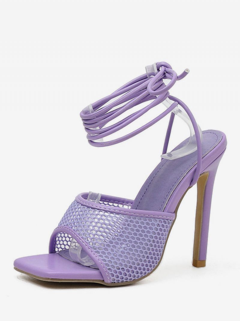 Naisten Mesh Strappy Stiletto Prom Heel Sandaalit - Lila