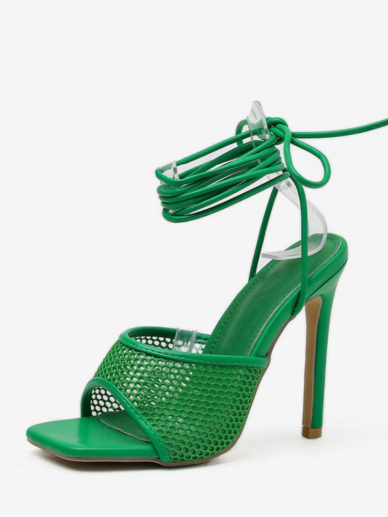 Naisten Mesh Strappy Stiletto Prom Heel Sandaalit - Vihreä