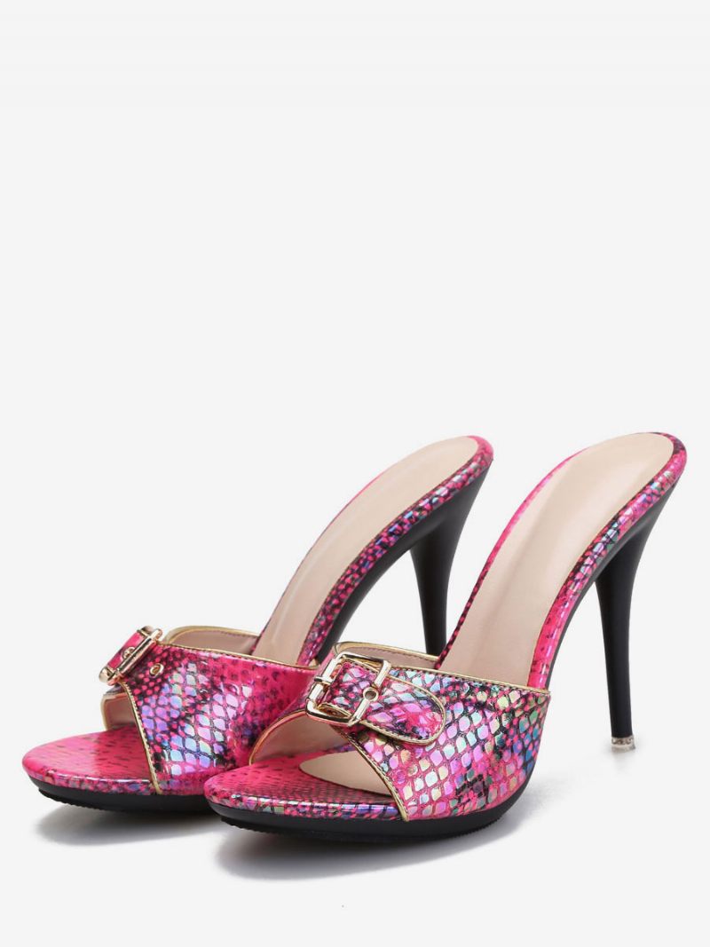 Naisten Python Stiletto Heel Mule -sandaalit Soljella - Rose