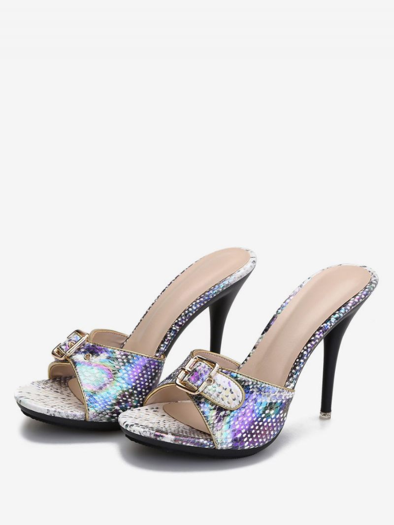 Naisten Python Stiletto Heel Mule -sandaalit Soljella - Royal Purple