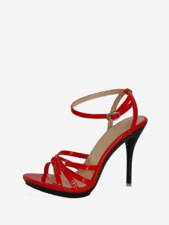 Naisten Red Strappy Stiletto Prom Heel Sandaalit