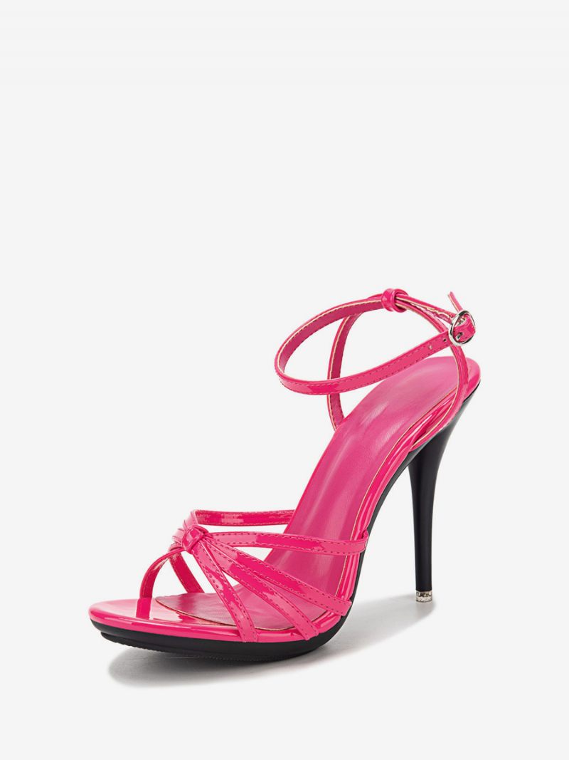 Naisten Red Strappy Stiletto Prom Heel Sandaalit - Ruusu