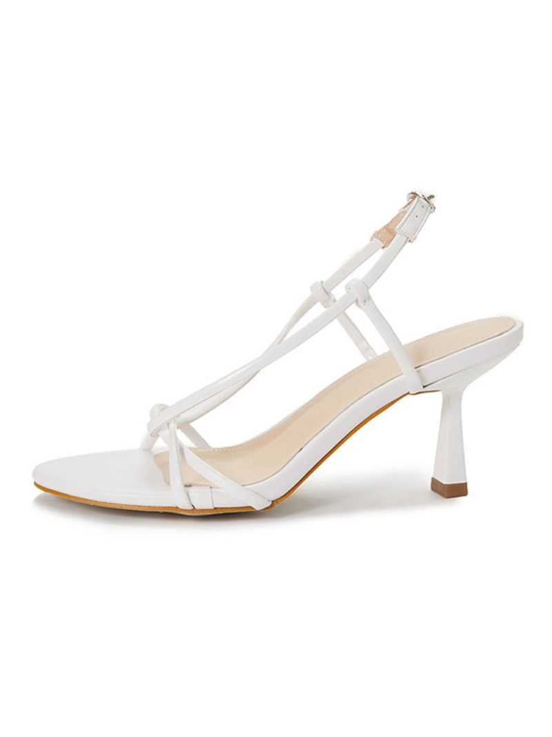 Naisten Strappy Slingback Low Prom Heel Sandaalit - Valkoinen