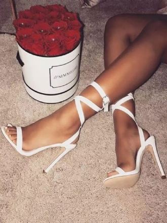 Naisten Valkoiset Strappy Heels Stiletto Heel -sandaalit