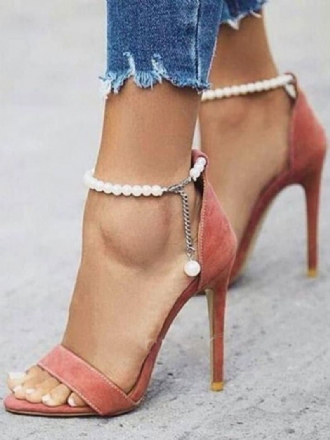 Salmon Ankle Strap Heels Stiletto Prom Heel Sandaalit Naisille