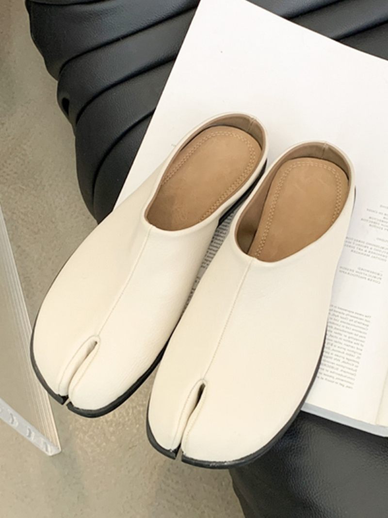 Naisten Mustat Puukengät Sormella Suunnitellut Slip On -tossut - Beige