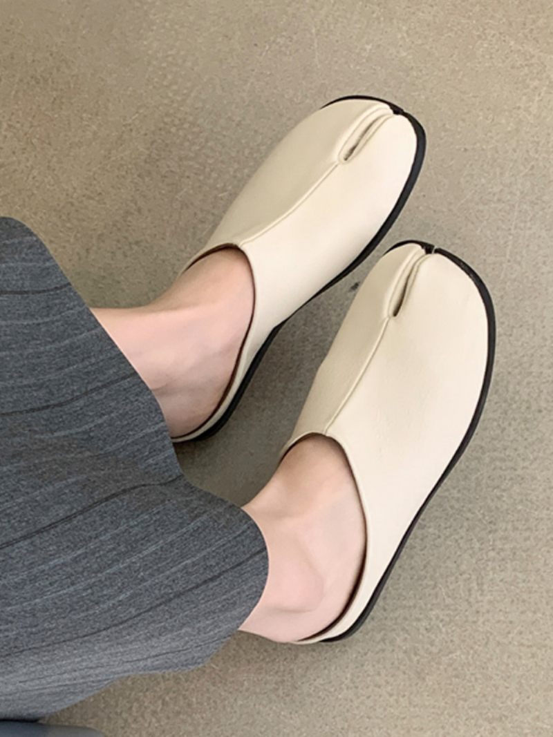 Naisten Mustat Puukengät Sormella Suunnitellut Slip On -tossut - Beige