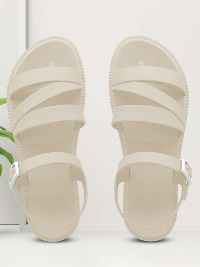 Naisten Slide Sandaalit Ecru White Strappy Vapaa-ajan Sandaalikengät