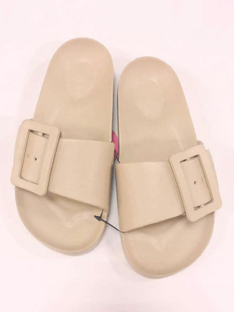 Naisten Slide Sandaalit Mustat Casual Buttons Slides - Beige