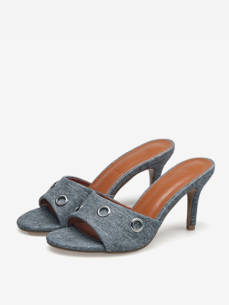 Naisten Slingbacks Stiletto Heel Canvas Muulit Vaalea Taivaansininen - Vaalea Taivaansininen