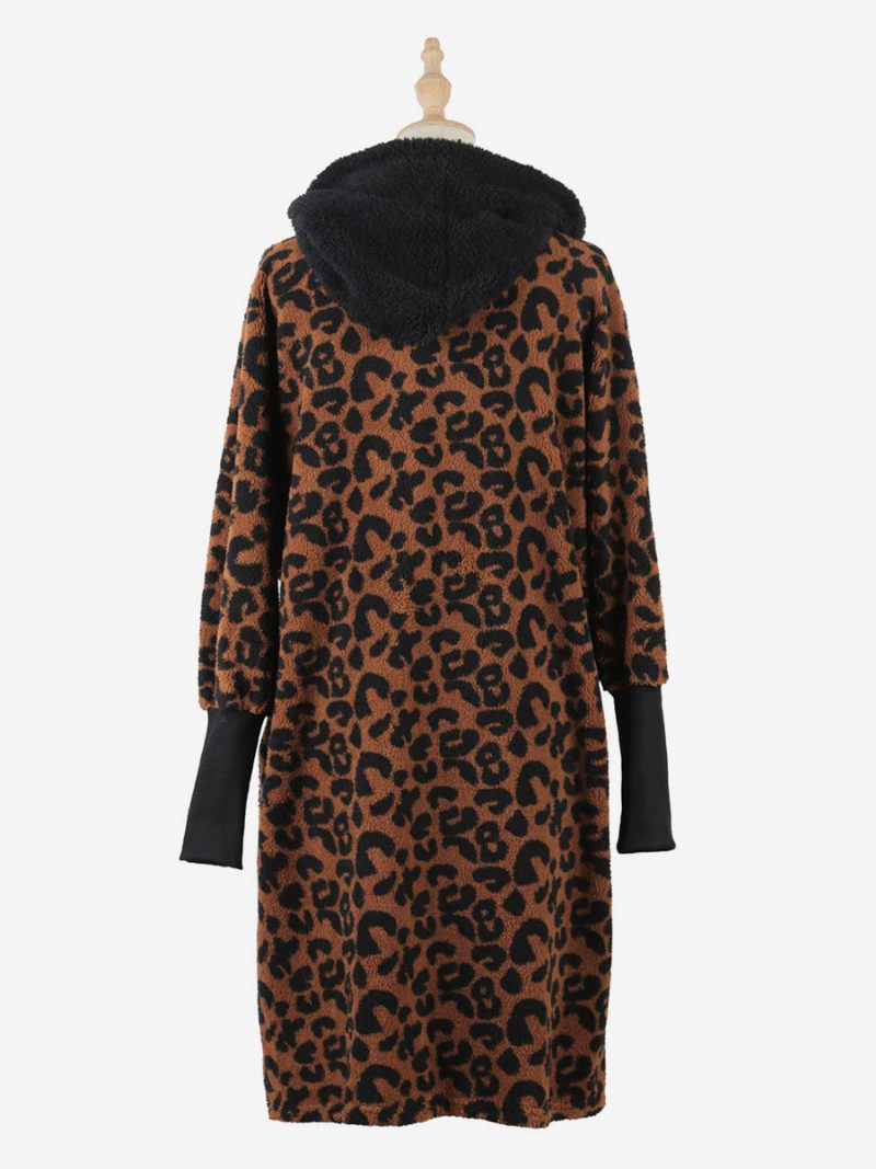 Tekoturkistakit Naisille Leopard Spring Fall Päällysvaatteet - Kahvi Ruskea