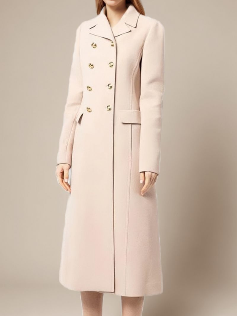 Naisten Päällysvaatteet Ecru White Winter Warm Maxi Coat - Beige