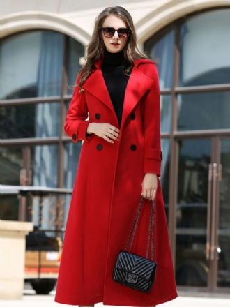 Naisten Villatakki Sash Ture Red Winter Outerwear