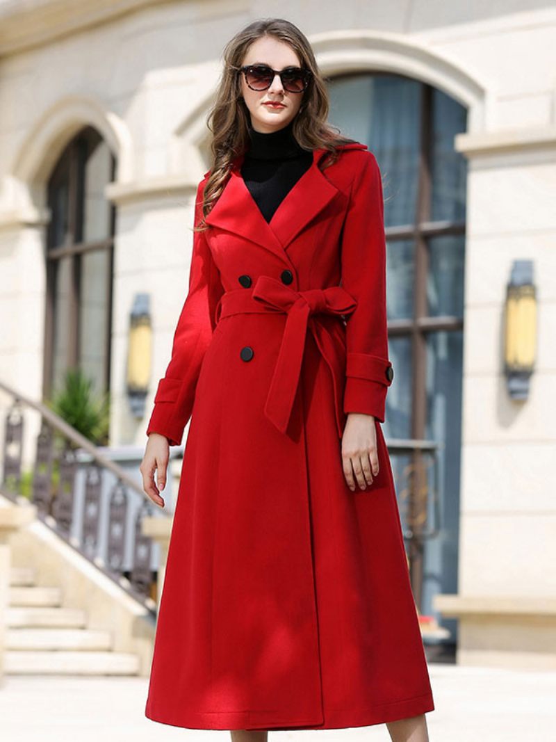 Naisten Villatakki Sash Ture Red Winter Outerwear - Ture Red