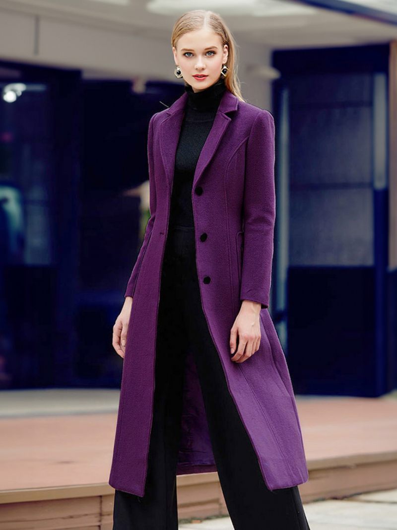 Villa Wrap Coats Burgundy Notch Collar Talvi Ulkovaatteet Naisille - Purppura