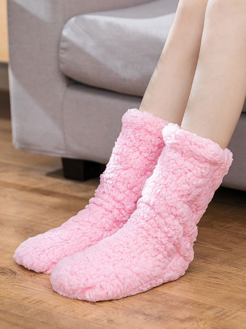 Mustat Sukat Korkealaatuiset Pörröinen Neule Talvi Paksu Lämmin Kodikas Fuzzy Calcetines Felpa Floor Invierno Naisten - Pink