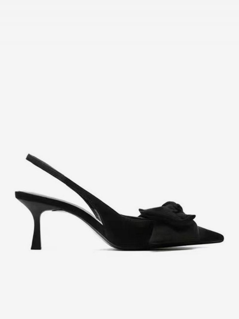 Naisten Korkeakorkoiset Juhlakengät Black Pointed Toe Bows Prom -kengät - Musta