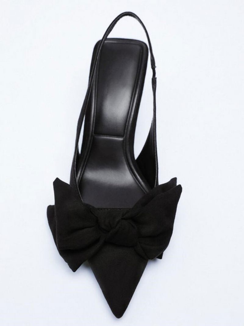 Naisten Korkeakorkoiset Juhlakengät Black Pointed Toe Bows Prom -kengät - Musta