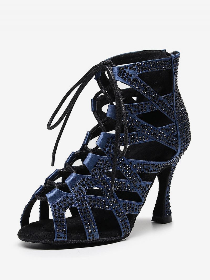 Naisten Rhienstones Lace Up Dance-kesäsaappaat - Dark Navy