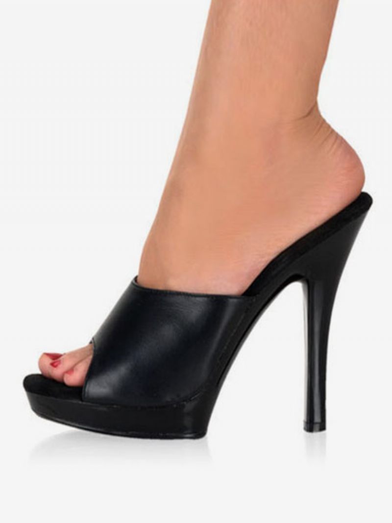 Naisten Tankotanssikengät Black Peep Toe Mules