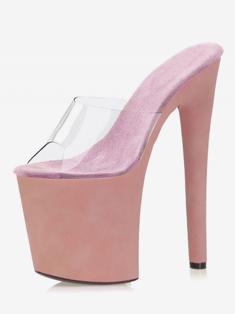 Pole Tanssikengät Naisten Sexy Clear Exotic Heels Platform Sky High Mule Aprikoosi - Pink