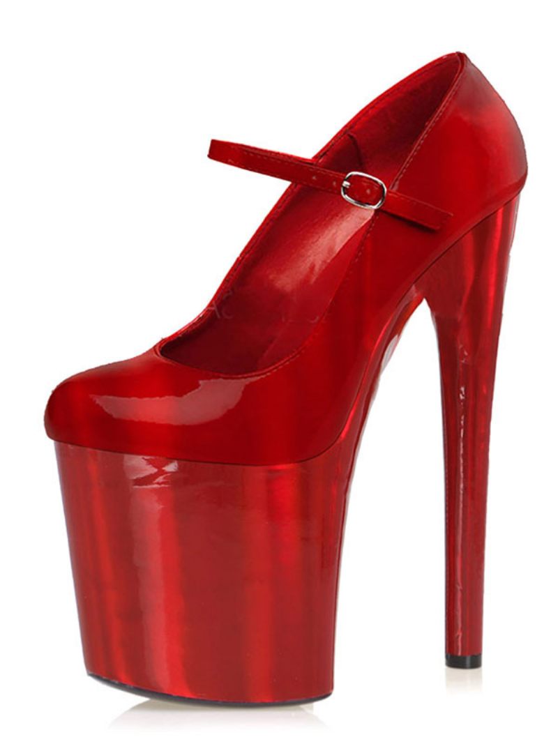 Pole Tanssikengät Naisten Sexy Mary Jane Exotic Heels Platform Stripper Heel Pumps - Burgundy