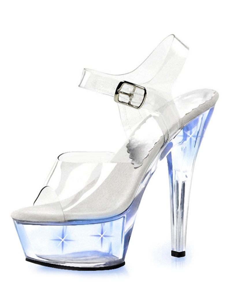 Sexy Tanssikengät Naisten Clear Exotic Heels Platform Stiletto Heel Sandaalit Led-valoilla - Sininen