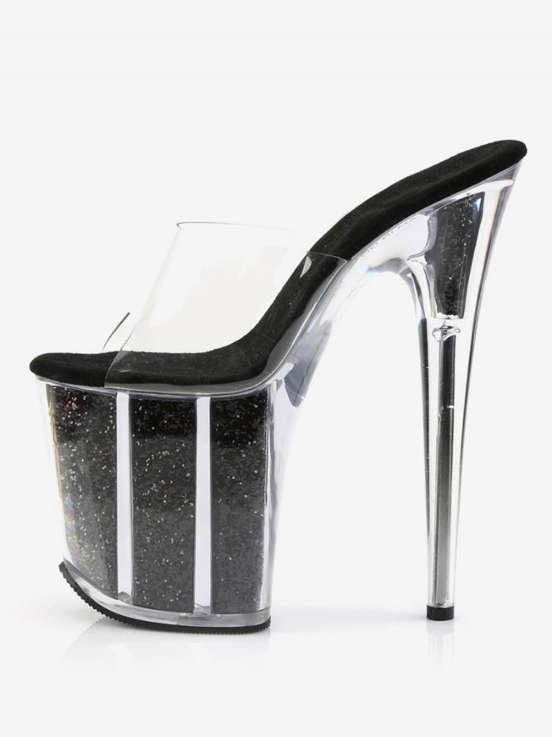 Tankotanssikengät Seksikkäät Sandaalit Naisille Ruusunahkainen Peep Toe Platform Läpinäkyvä Sexy Tossut Stripper-kengät