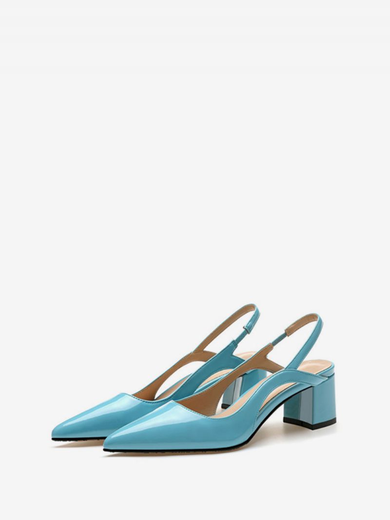 Keskimatalat Korkokengät Naisille Tyylikkäät Teräväkärkiset Paksut Heel-slip-on Glamorous Blue Slingback -korkokengät - Sininen