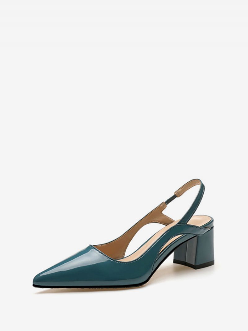 Keskimatalat Korkokengät Naisille Tyylikkäät Teräväkärkiset Paksut Heel-slip-on Glamorous Blue Slingback -korkokengät - Tummanvihreä