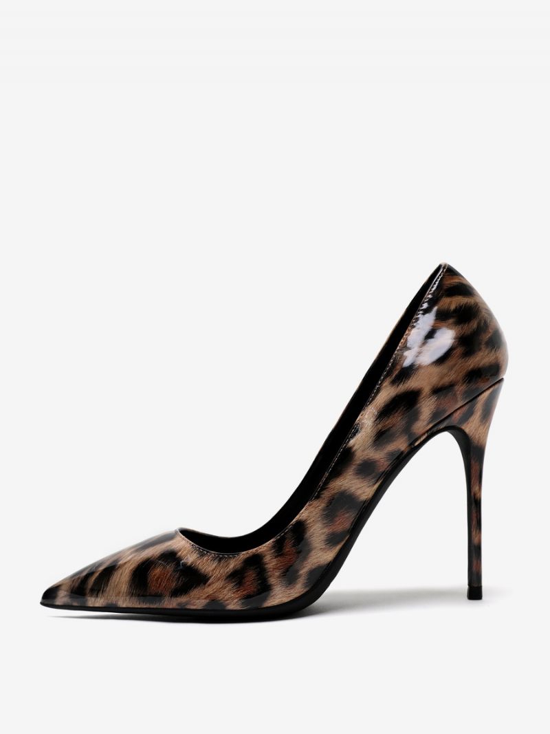 Leopard High Heel Pumps Teräväkärkiset Stiletto-korkokengät Naisille - Kahvi Ruskea