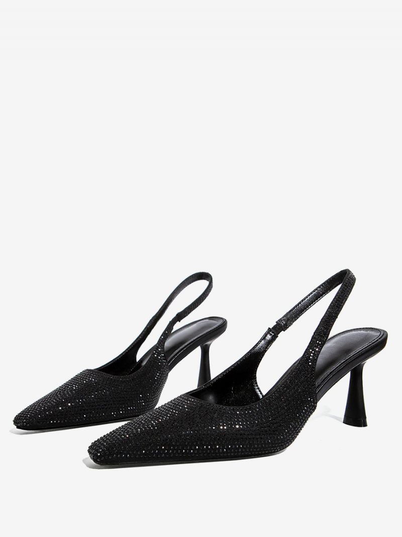 Mustat Juhlakengät Naisten Strassit Stiletto Heel Slingback Pumps