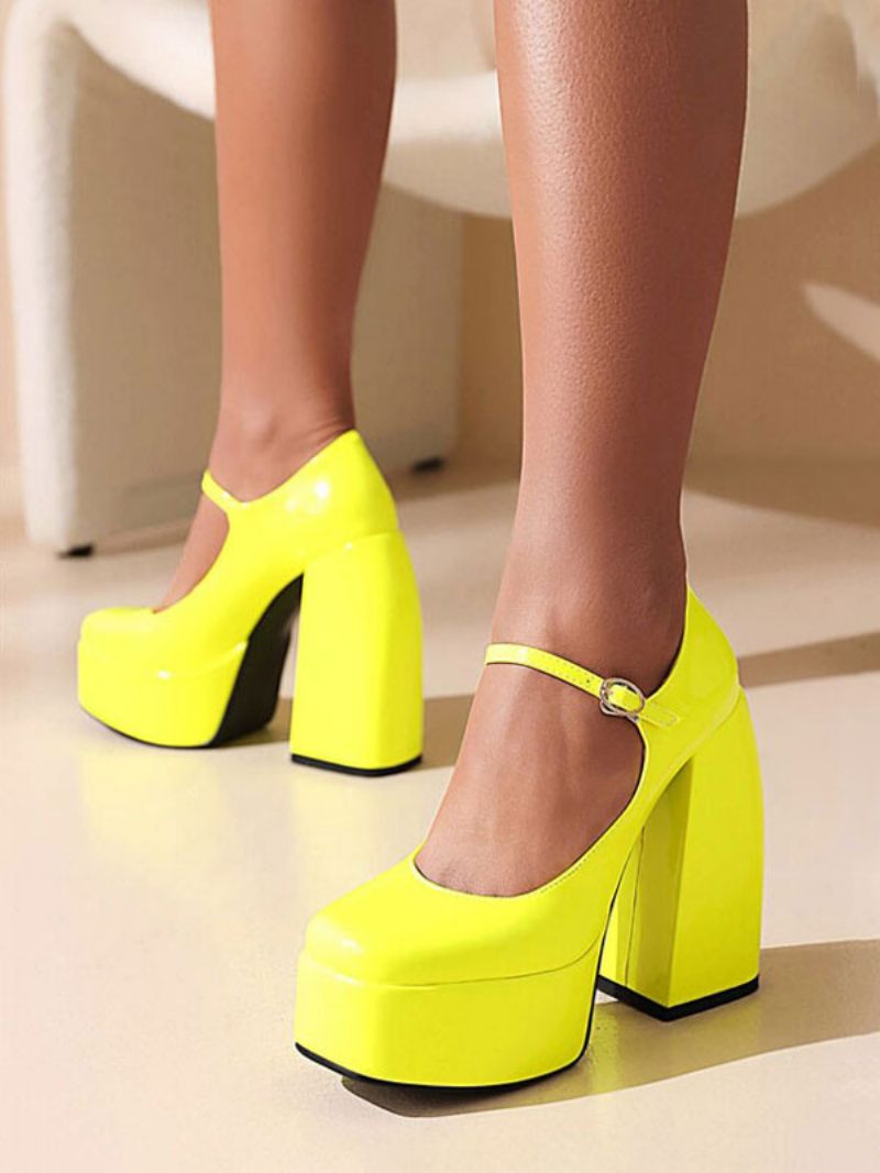 Naisten Alusta Mary Jane Pumps Chunky Heel - Keltainen