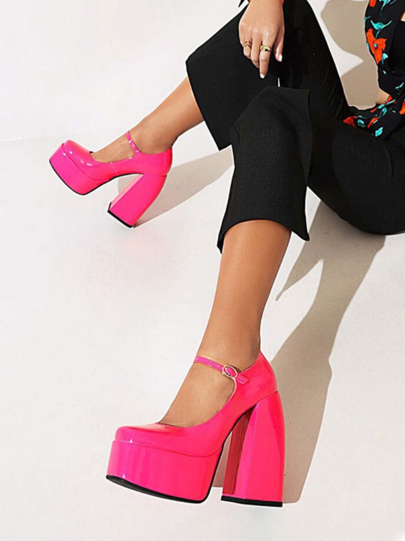 Naisten Alusta Mary Jane Pumps Chunky Heel - Ruusu