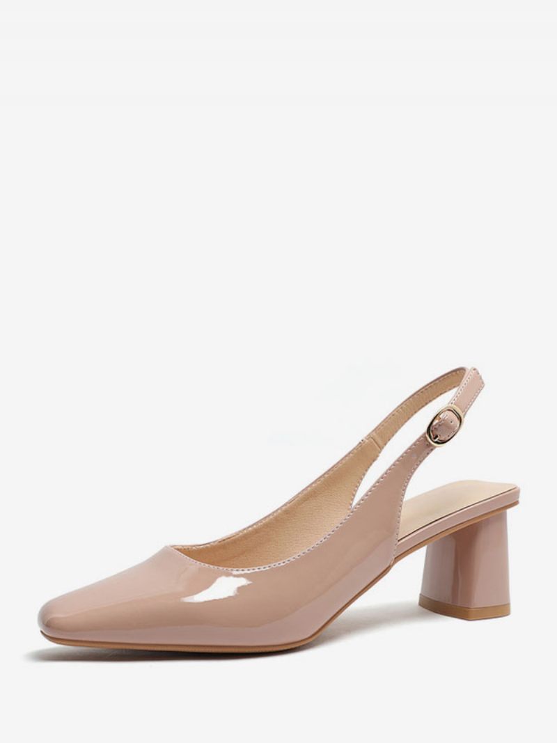 Naisten Block Heel Pumps Square Toe Slingback Heels - Keltainen / Punainen