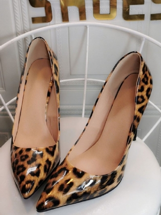 Naisten Kahvinruskeat Pumput Stiletto Heel Teräväkärki Leopardipainettu Patentti Pu Casual Sexy Heels