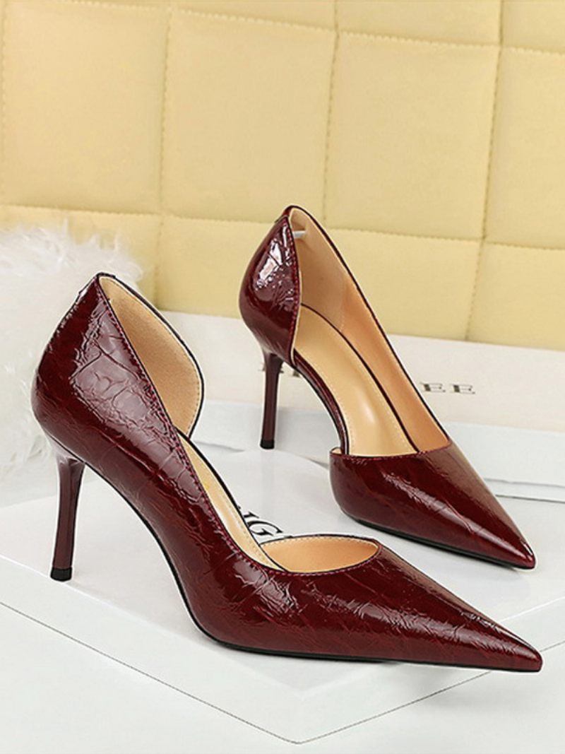 Naisten Korkokengät Chic Pumps Teräväkärkinen Stiletto Heel Patent Pu Päällinen - Burgundy