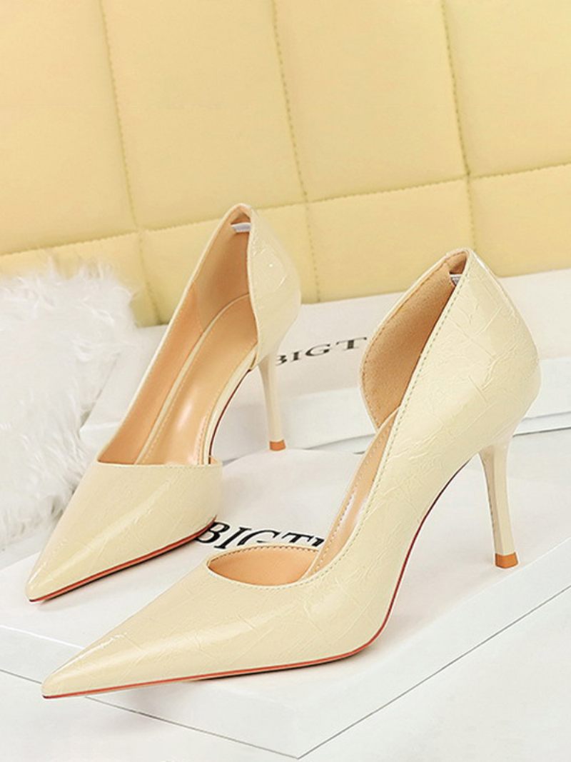 Naisten Korkokengät Chic Pumps Teräväkärkinen Stiletto Heel Patent Pu Päällinen - Beige