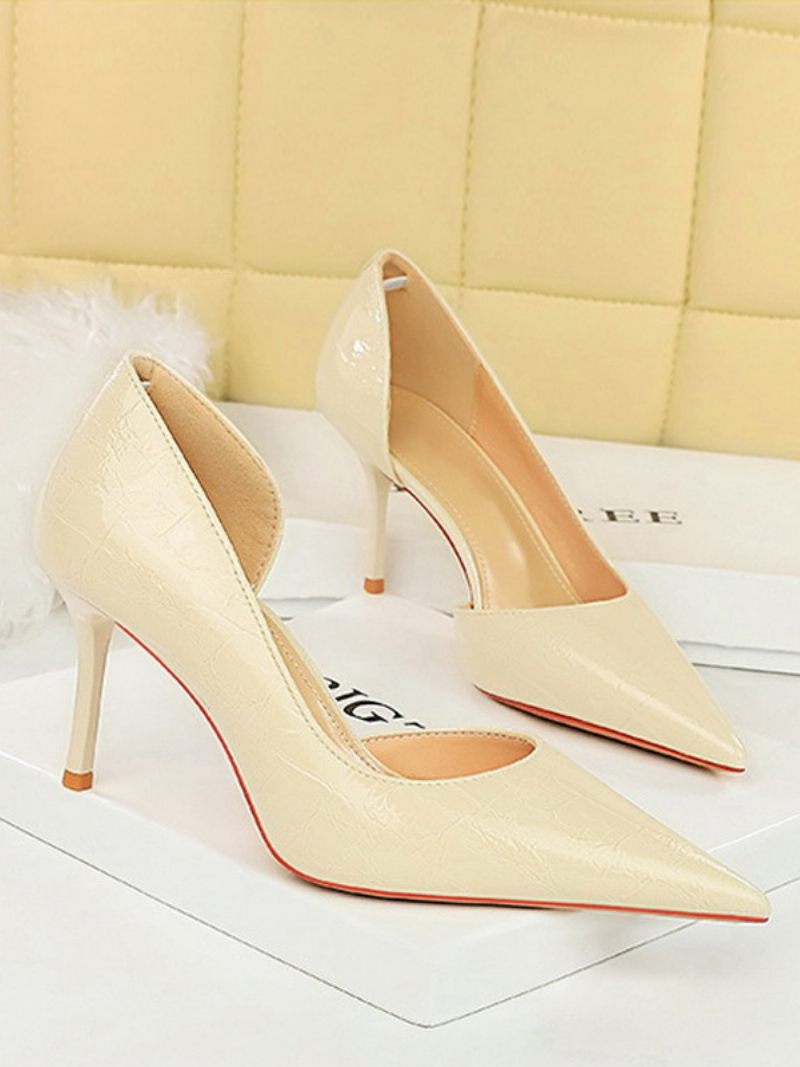 Naisten Korkokengät Chic Pumps Teräväkärkinen Stiletto Heel Patent Pu Päällinen - Beige