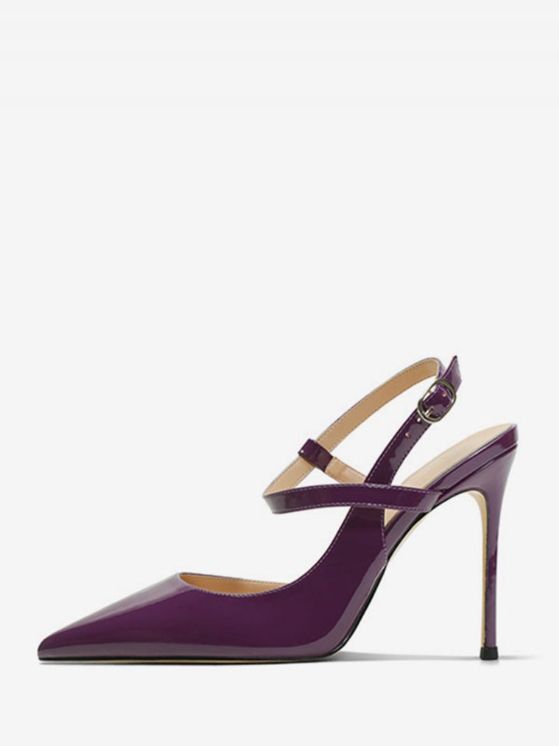 Naisten Korkokengät Mustat Kärkivarvassandaalit Stiletto Heel Slingback Pumps - Violetti