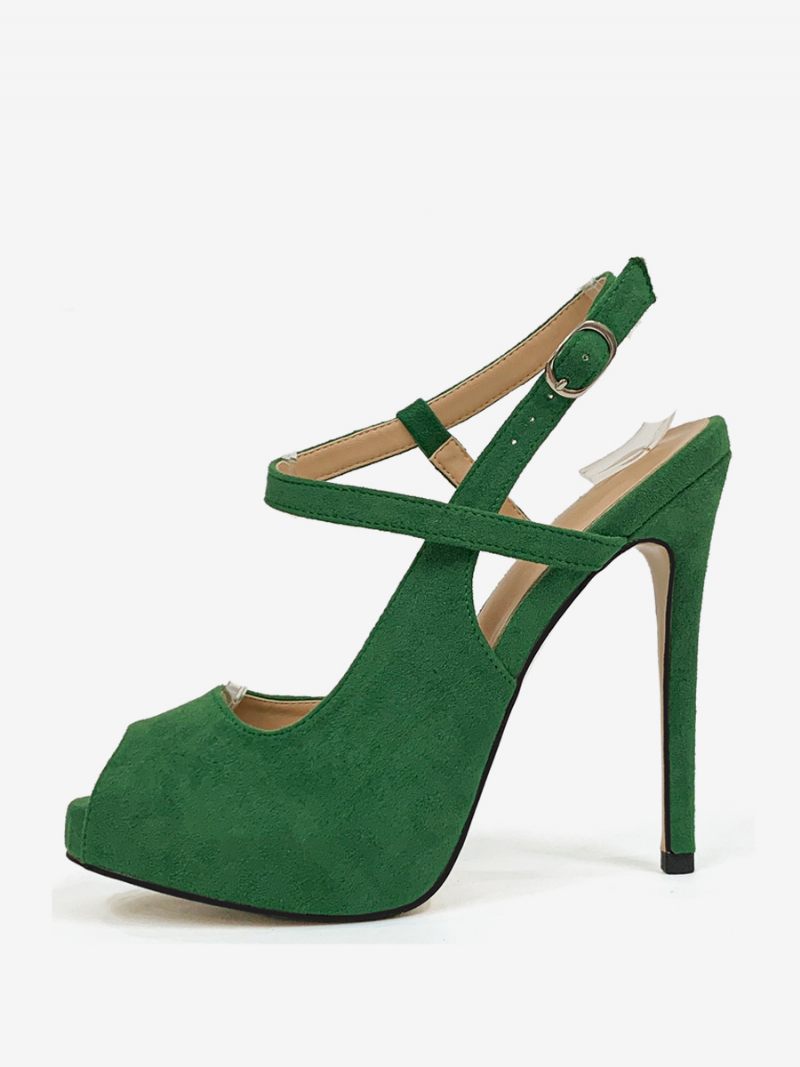 Naisten Korkokengät Peep Toe Stiletto Heel Slingback Pumps - Vihreä