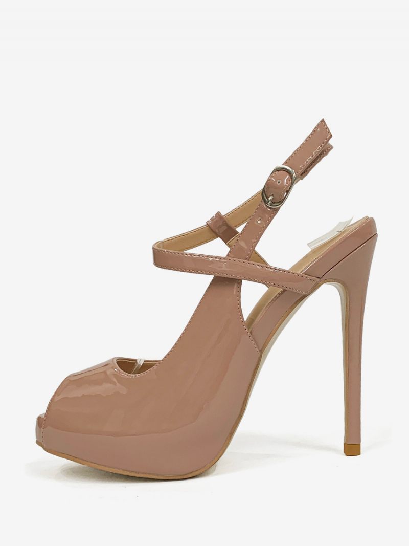 Naisten Korkokengät Peep Toe Stiletto Heel Slingback Pumps - Kameli