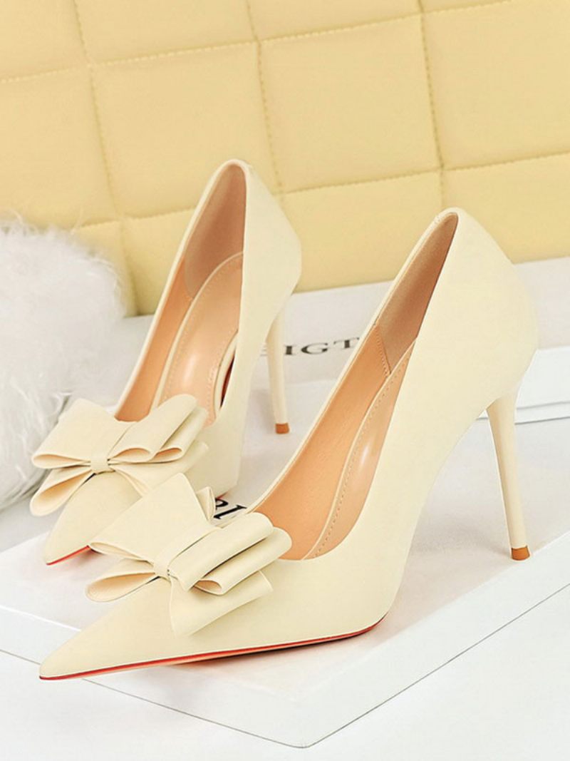 Naisten Korkokengät Stiletto Heel -satiinipumput - Beige