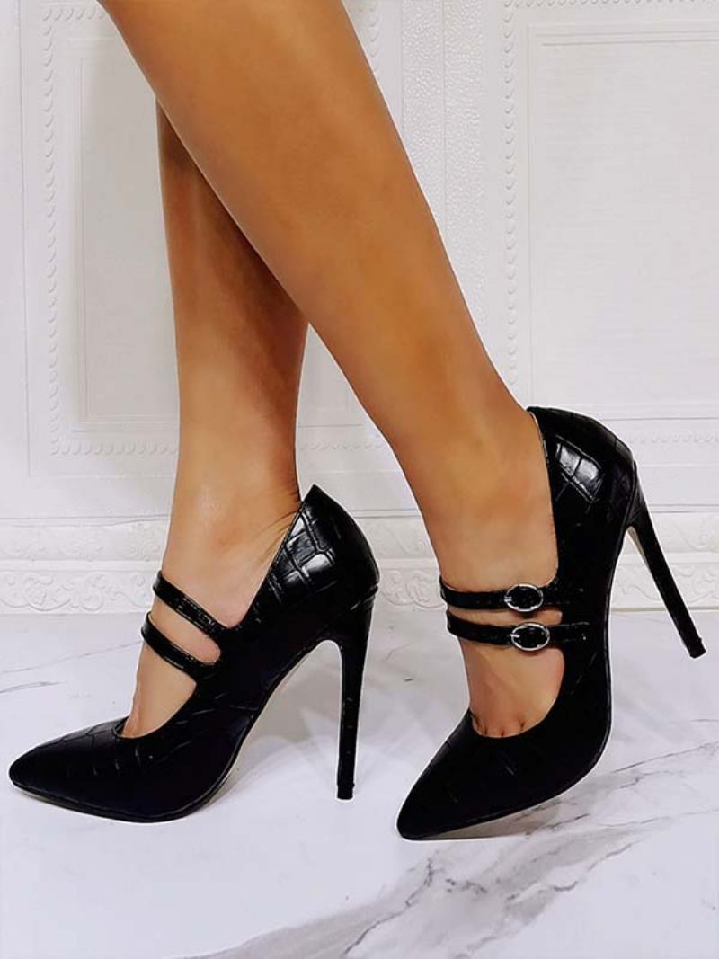 Naisten Korkokengät Teräväkärkiset Stiletto Heel Chic Black Mary Jane Heels