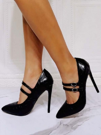 Naisten Korkokengät Teräväkärkiset Stiletto Heel Chic Black Mary Jane Heels