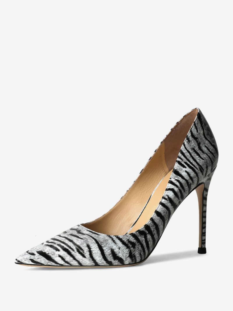 Naisten Korkokengät Teräväkärkiset Zebra Print S Stiletto Heel Sexy Pump - Valkoinen