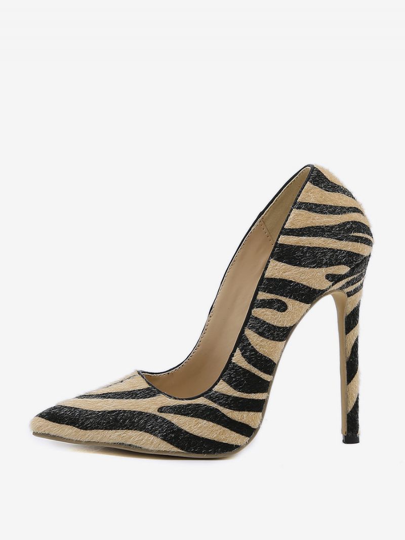 Naisten Korkokengät Zebra Print -pumput Stiletto Heel Horse Hair - Kahvi Ruskea