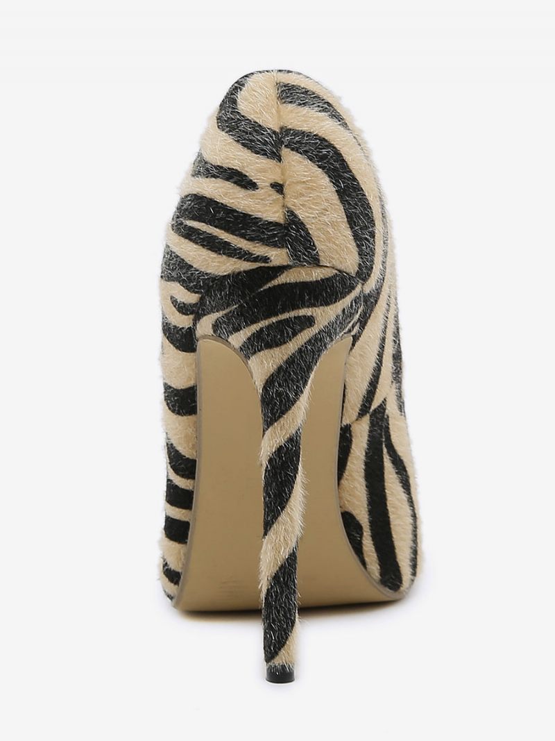 Naisten Korkokengät Zebra Print -pumput Stiletto Heel Horse Hair - Kahvi Ruskea