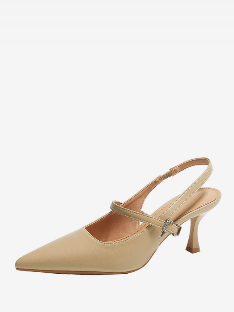 Naisten Korkokenkilliset Pumput Musta Teräväkärkinen Kitten Heel Slingback -pumput - Khaki